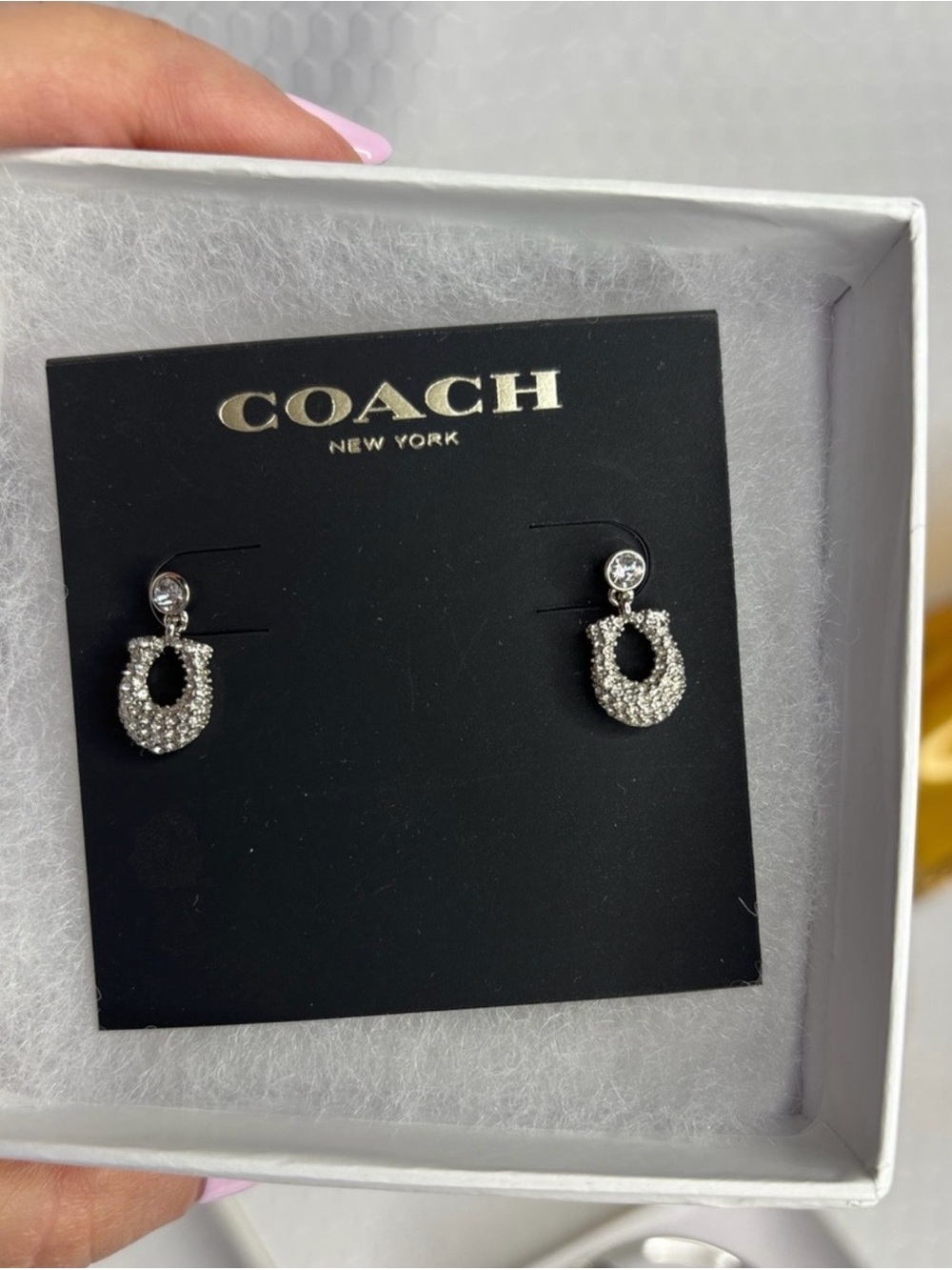 Coach Pave Crystal Earrings - NWOT - Picture 2 of 4